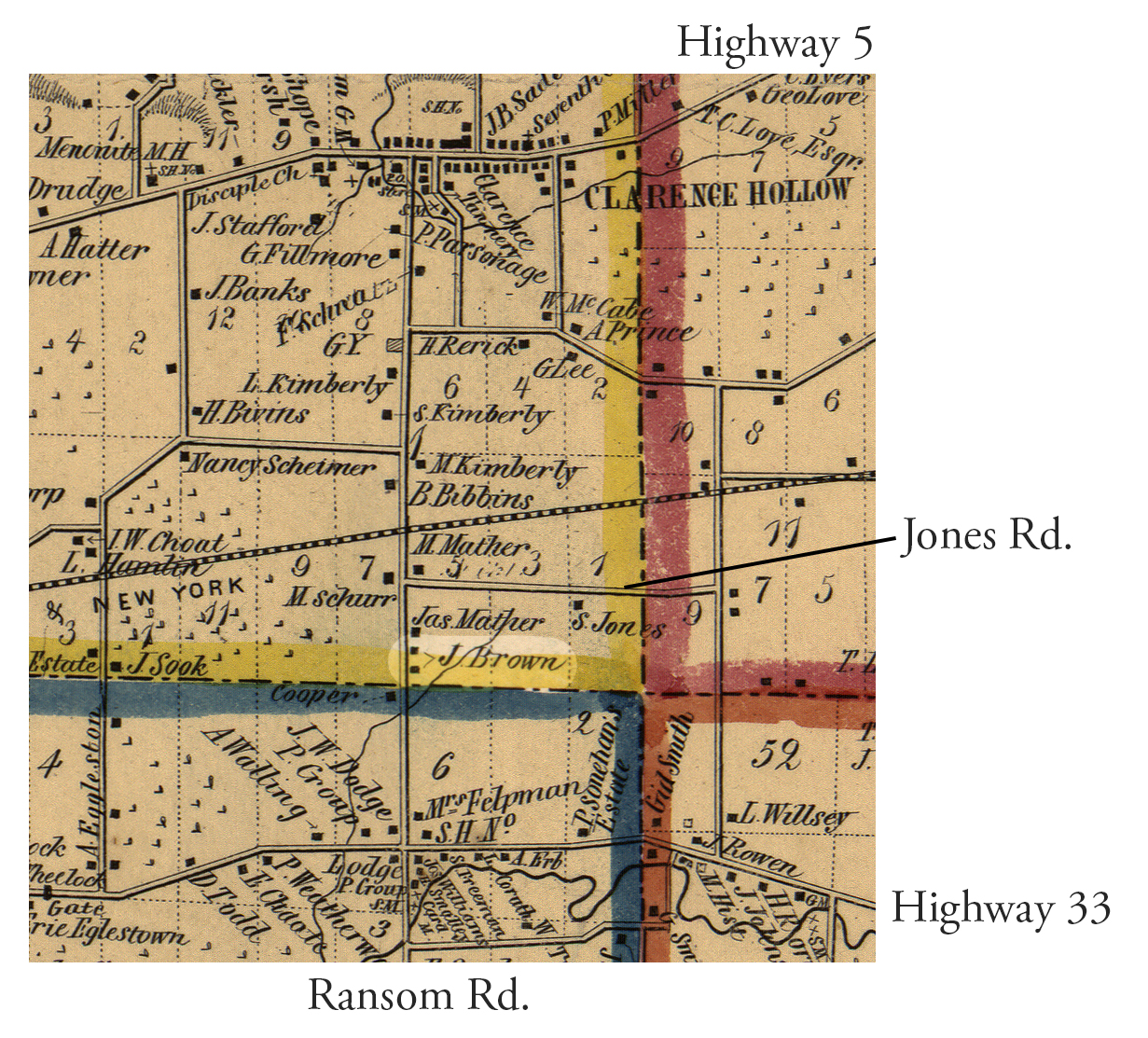 1854 Erie County Map Excerpt
